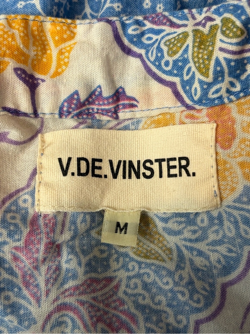 V.DE.VINSTER Floral Button Front Shirt Dress Blue Pink Boho Puff Sleeve Medium - Picture 2 of 12